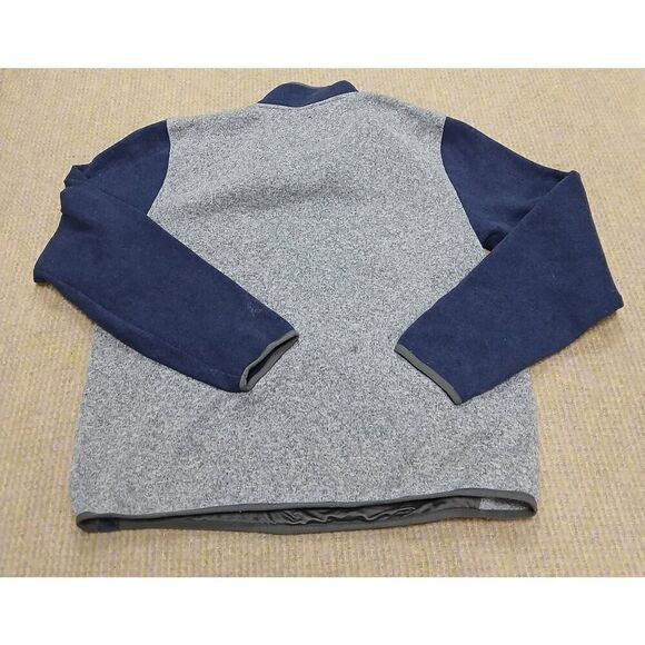 L L BEAN mens large gray blue snap fleece mockneck sweater pullover - Picture 4 of 6